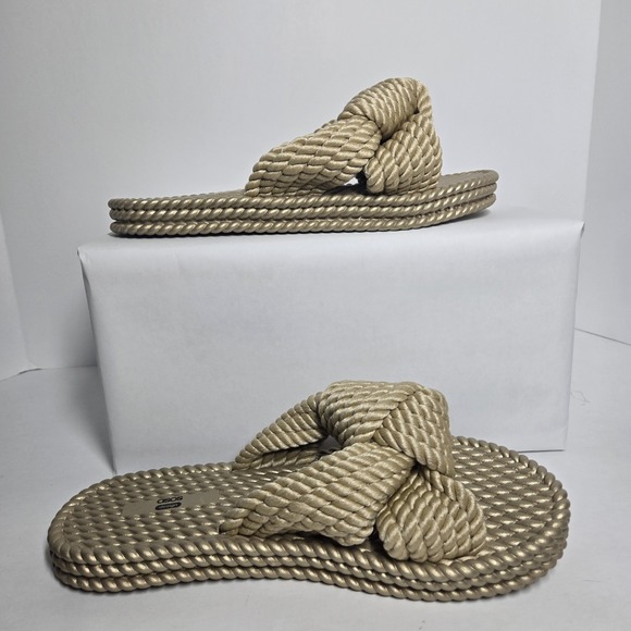 ASOS DESIGN Josie Chunky Knot Jelly Mule Sandals Gold US 7‎ Trendy Coastal - Picture 2 of 9